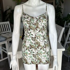 Wilfred Aritzia fable summer dress LG spaghetti straps green floral print 🕰️